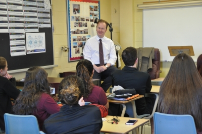 SCC French Immersion Political Science class gets Q & A with MP Paul Lefebvre