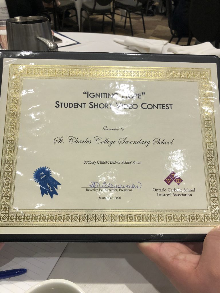 Sudbury Catholic Schools Place First and Second in OCSTA Short Video Contest